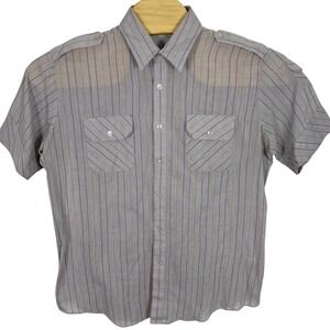 Vintage GENTLEMANS ROW Western Button Up Shirt Gray Multi Stripe Large‎ Gray